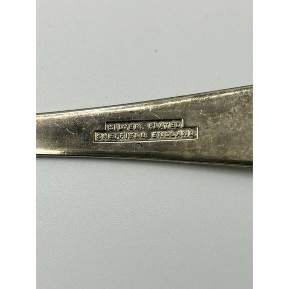 Vintage Sheffield England Silverplated Tipped on Back Serving Spoon Fork - Picture 3 of 3